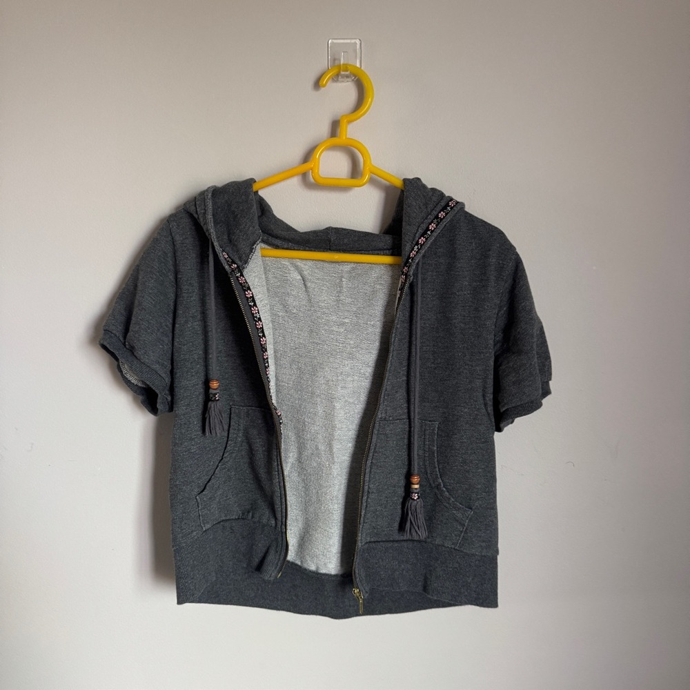 Brandy Melville Dark Gray Short Sleeve Hoodie